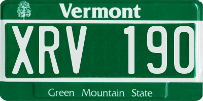 VT license plate XRV190
