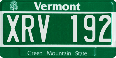 VT license plate XRV192