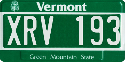 VT license plate XRV193