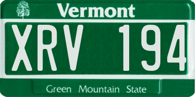 VT license plate XRV194