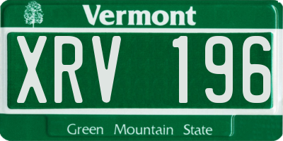 VT license plate XRV196