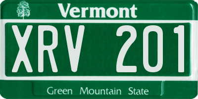 VT license plate XRV201
