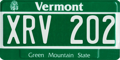 VT license plate XRV202