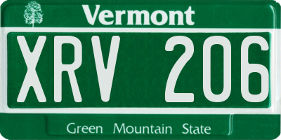 VT license plate XRV206