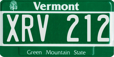 VT license plate XRV212