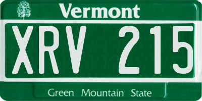 VT license plate XRV215