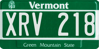 VT license plate XRV218
