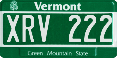 VT license plate XRV222