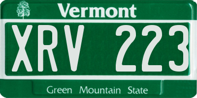 VT license plate XRV223