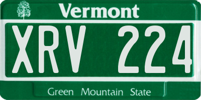 VT license plate XRV224