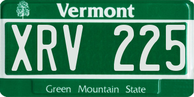 VT license plate XRV225