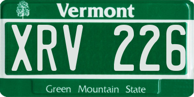VT license plate XRV226