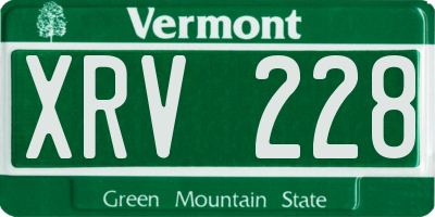 VT license plate XRV228