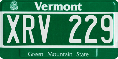 VT license plate XRV229