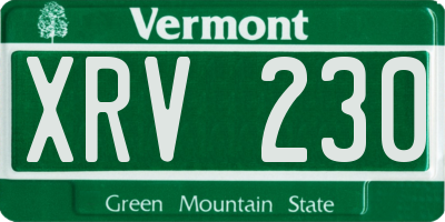 VT license plate XRV230