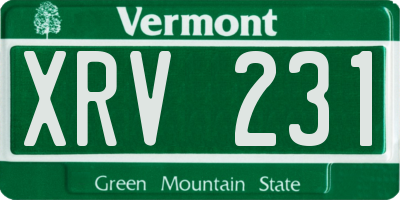 VT license plate XRV231
