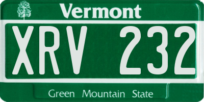 VT license plate XRV232