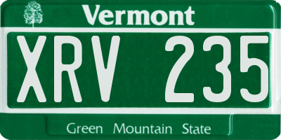 VT license plate XRV235