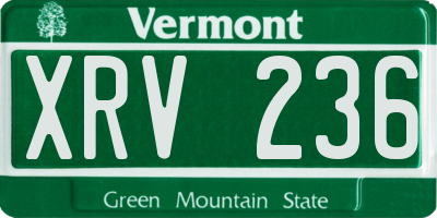 VT license plate XRV236