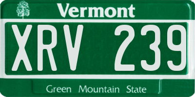 VT license plate XRV239