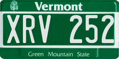 VT license plate XRV252