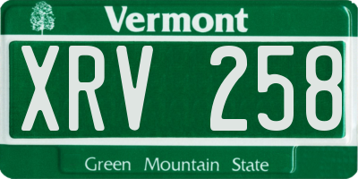 VT license plate XRV258
