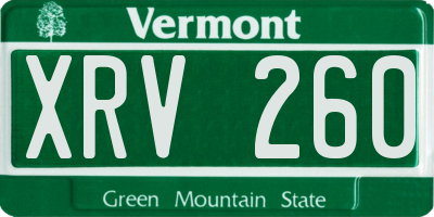 VT license plate XRV260