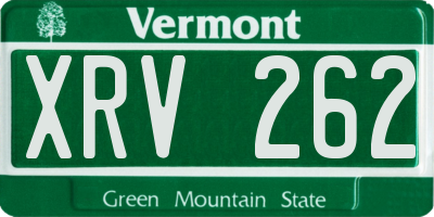 VT license plate XRV262