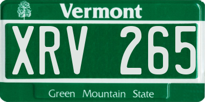 VT license plate XRV265