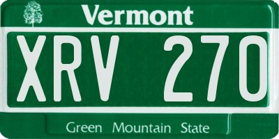 VT license plate XRV270