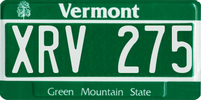 VT license plate XRV275
