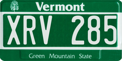 VT license plate XRV285
