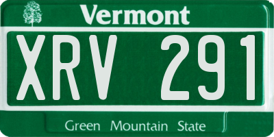 VT license plate XRV291