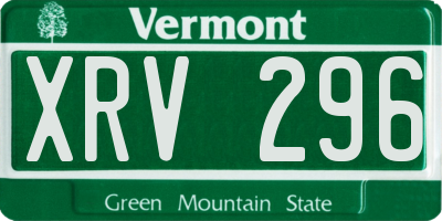 VT license plate XRV296