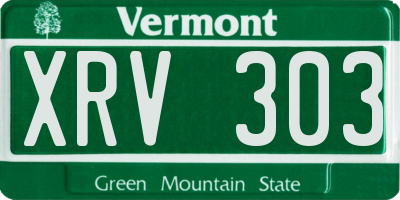VT license plate XRV303