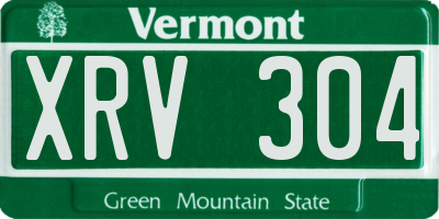 VT license plate XRV304