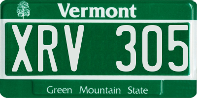 VT license plate XRV305