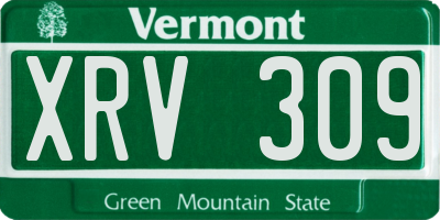 VT license plate XRV309