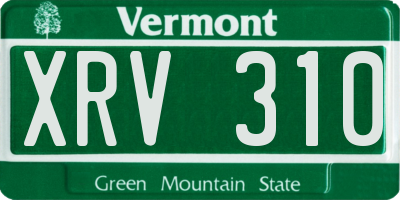 VT license plate XRV310