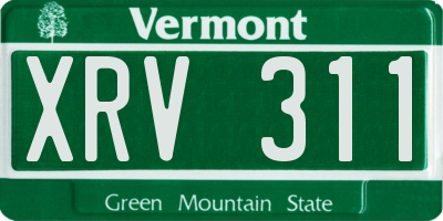 VT license plate XRV311
