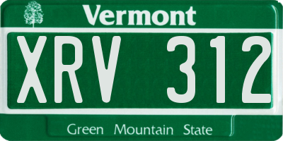 VT license plate XRV312
