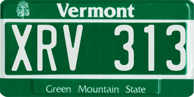 VT license plate XRV313