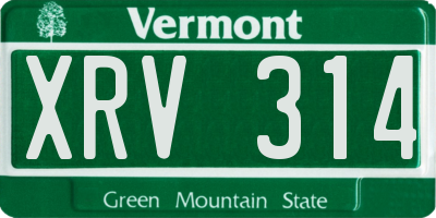 VT license plate XRV314