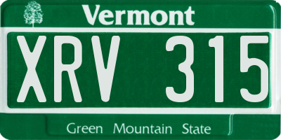 VT license plate XRV315