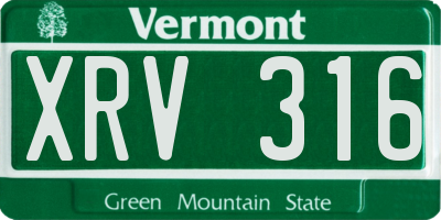 VT license plate XRV316