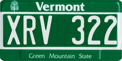 VT license plate XRV322