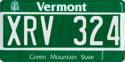 VT license plate XRV324