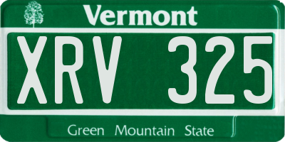 VT license plate XRV325