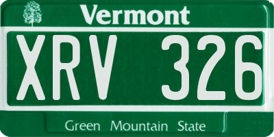 VT license plate XRV326