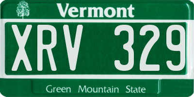 VT license plate XRV329